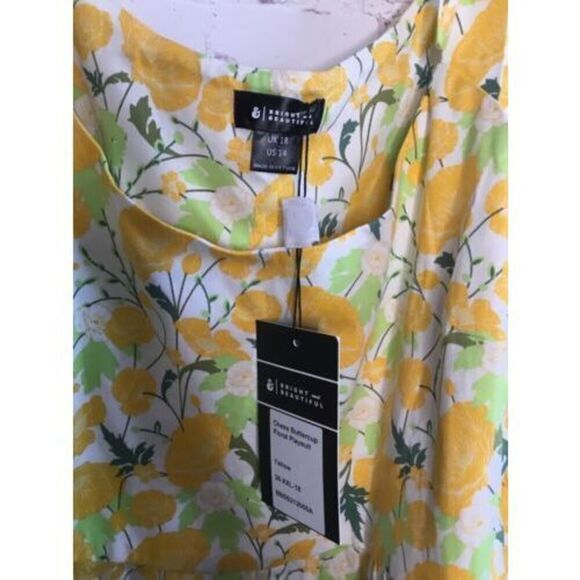 Bright & Beautiful Women’s Plus Yellow Floral Jumpsuit Romper Sz 14 - Picture 5 of 8